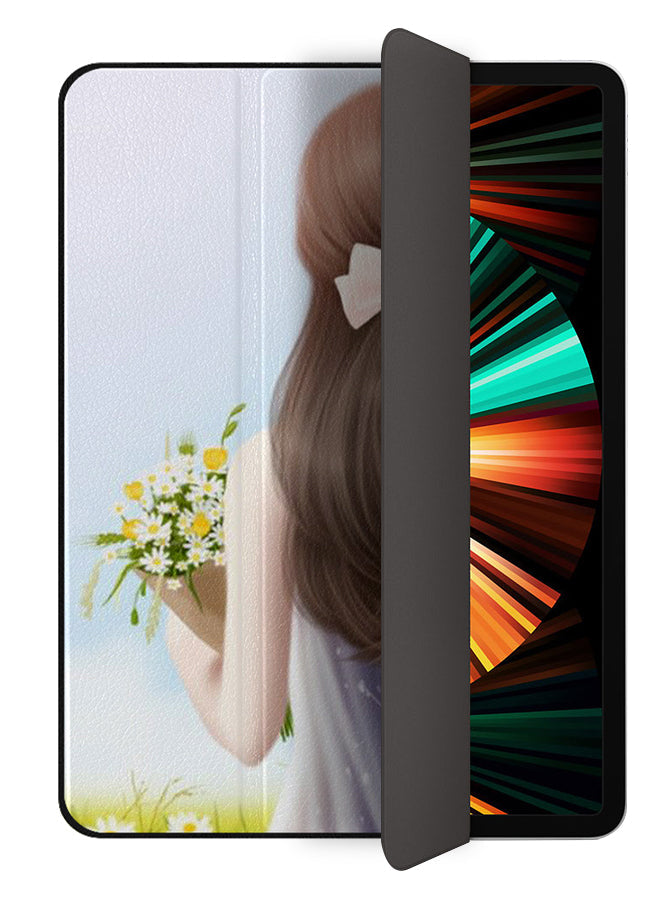 Apple iPad Pro 12.9 (2021) Case Cover Girl Waiting Holding Flowers