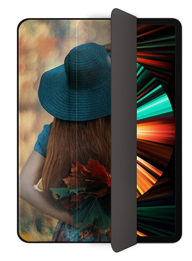 Apple iPad Pro 12.9 (2021) Case Cover Hat Gril Hide Love Leaves