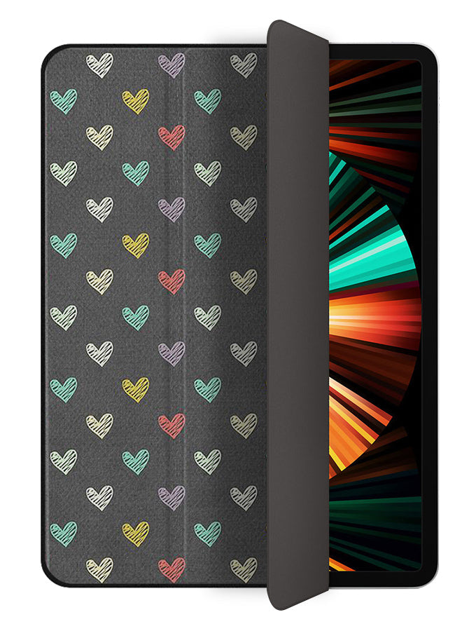 Apple iPad Pro 12.9 (2021) Case Cover Small Multi Color Hearts Pattern
