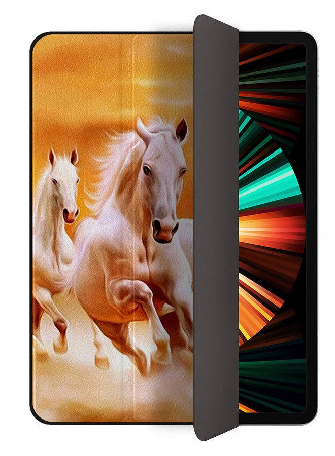 Apple iPad Pro 12.9 (2020) Case Cover White Horses Race