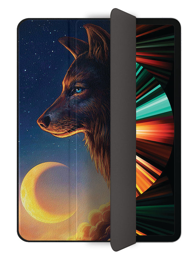 Apple iPad Pro 12.9 (2021) Case Cover Wolf & Half Moon