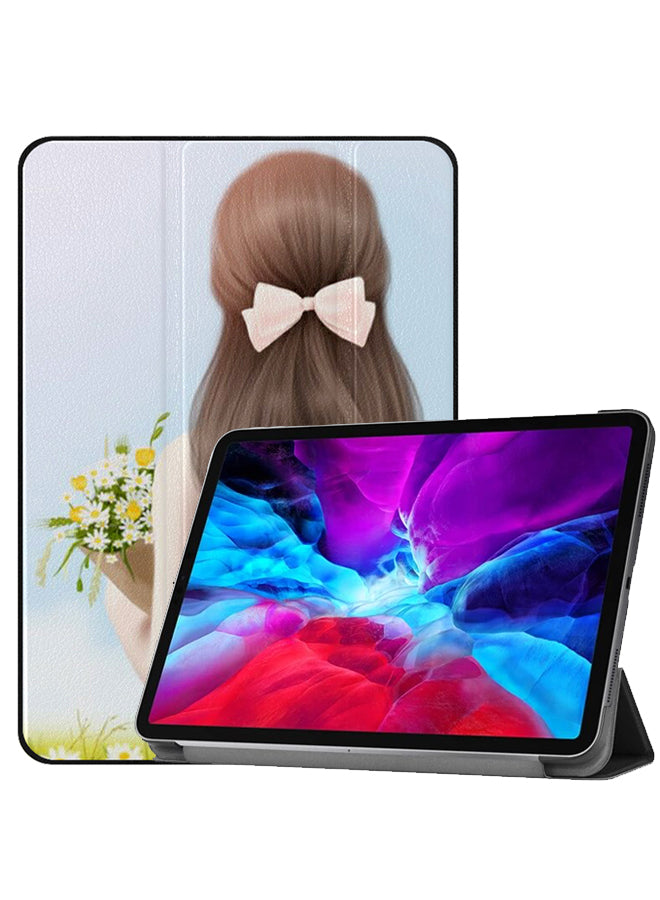 Apple iPad Pro 12.9 (2021) Case Cover Girl Waiting Holding Flowers