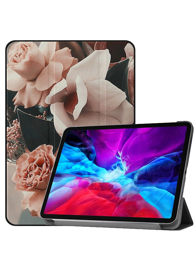 Apple iPad Pro 12.9 (2021) Case Cover Peach Roses Bunch