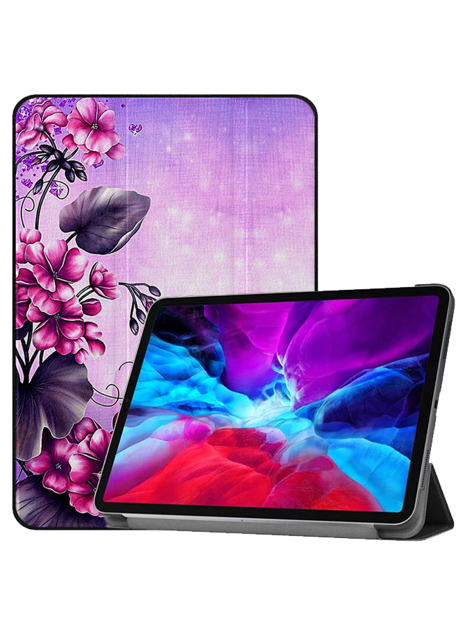 Apple iPad Pro 12.9 (2021) Case Cover Pink Grey Flower