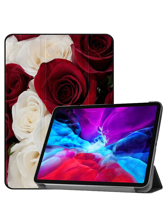 Apple iPad Pro 12.9 (2021) Case Cover White & Red Roses