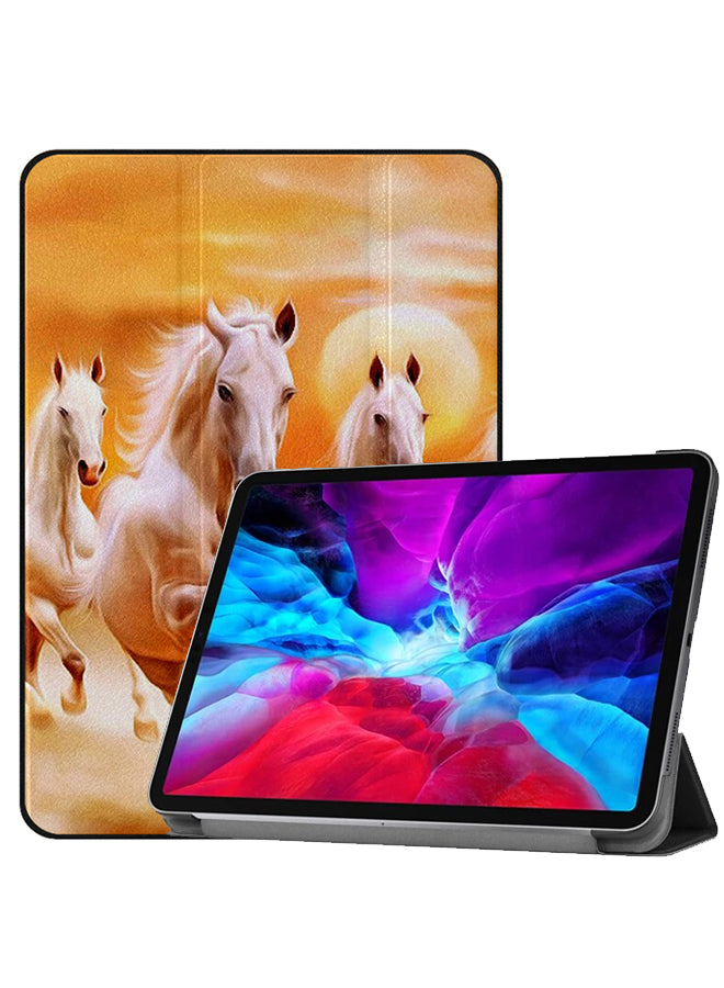 Apple iPad Pro 12.9 (2020) Case Cover White Horses Race