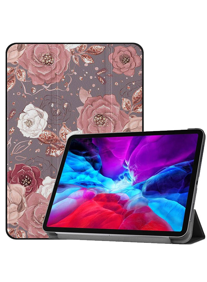 Apple iPad Pro 12.9 (2021) Case Cover White Pink Red Flower