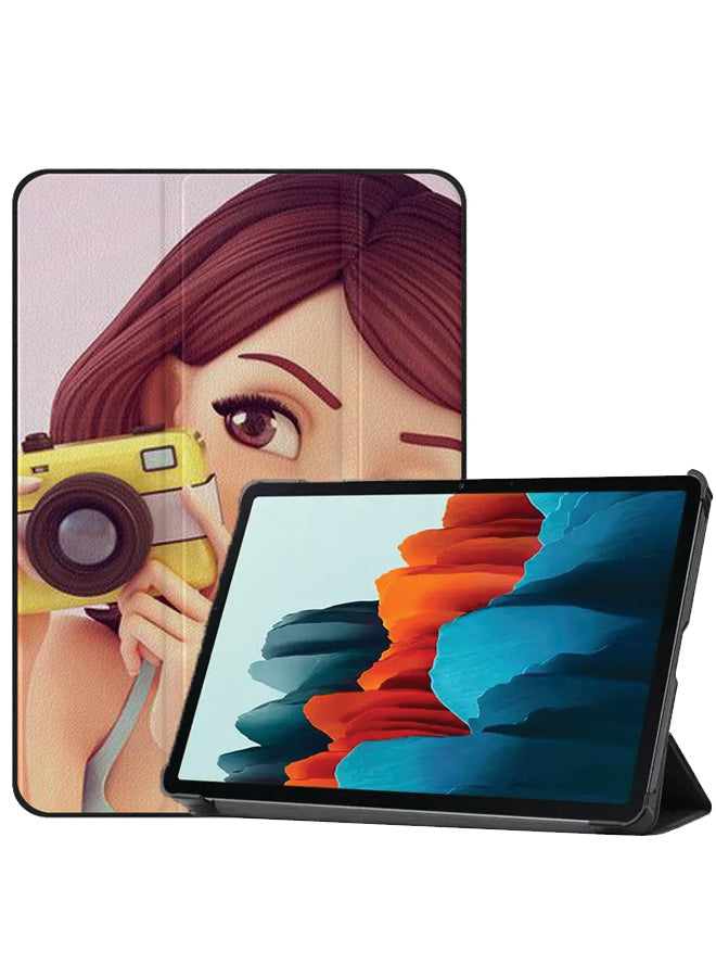 Samsung Galaxy Tab S8 Case Cover Girl Clicking And Smiling