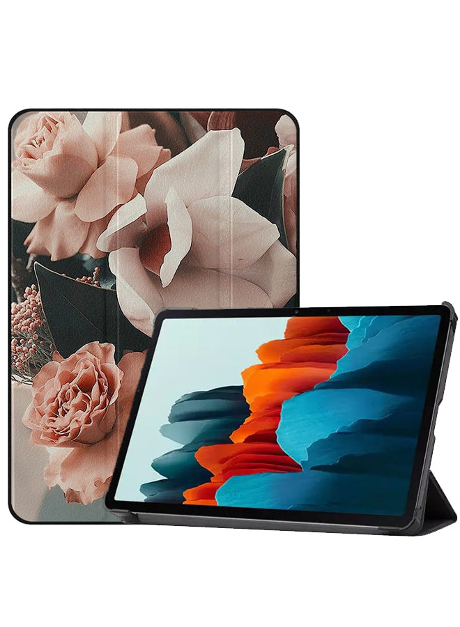 Samsung Galaxy Tab S8 Case Cover Peach Roses Bunch