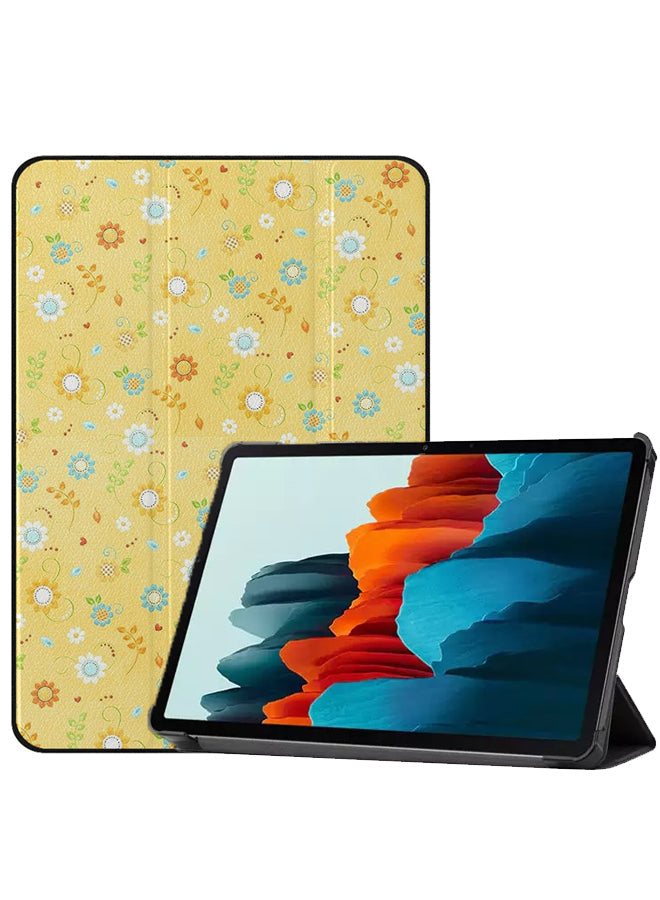 Samsung Galaxy Tab S8 Case Cover Small Flowers Yellow Pattern