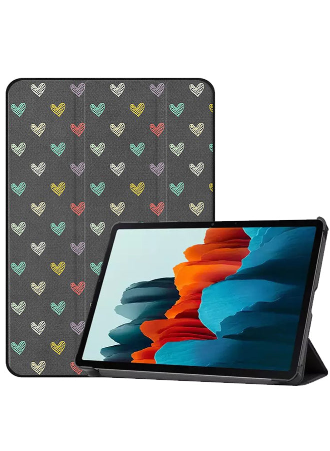 Samsung Galaxy Tab S8 Case Cover Small Multi Color Hearts Pattern