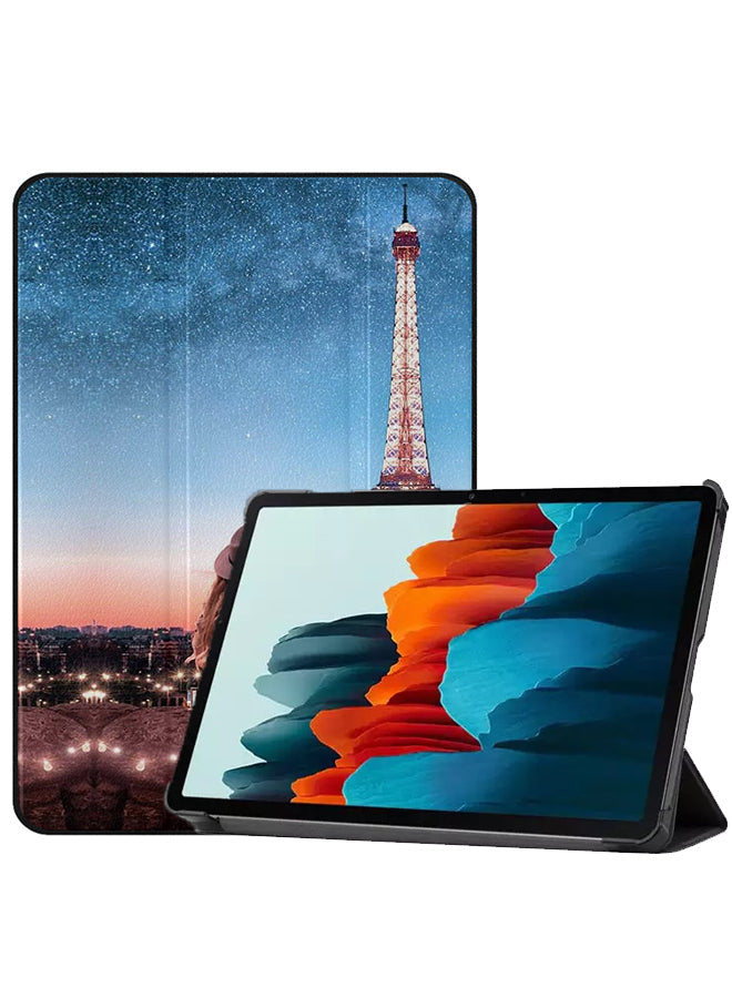 Samsung Galaxy Tab S8 Case Cover Stylish Hat Girl Looking To Eiffel Tower