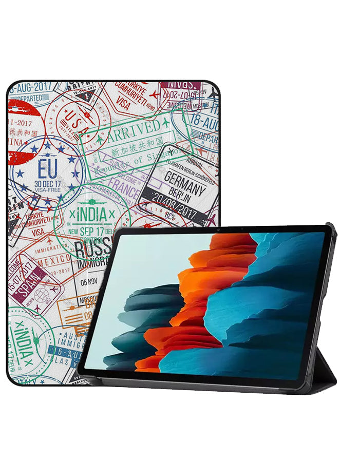 Samsung Galaxy Tab S8 Case Cover Travel Stamps Mix