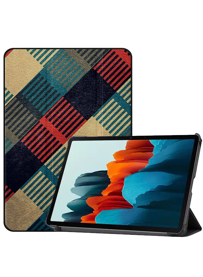 Samsung Galaxy Tab S8 Case Cover Blue Lines Square Shape Pattern