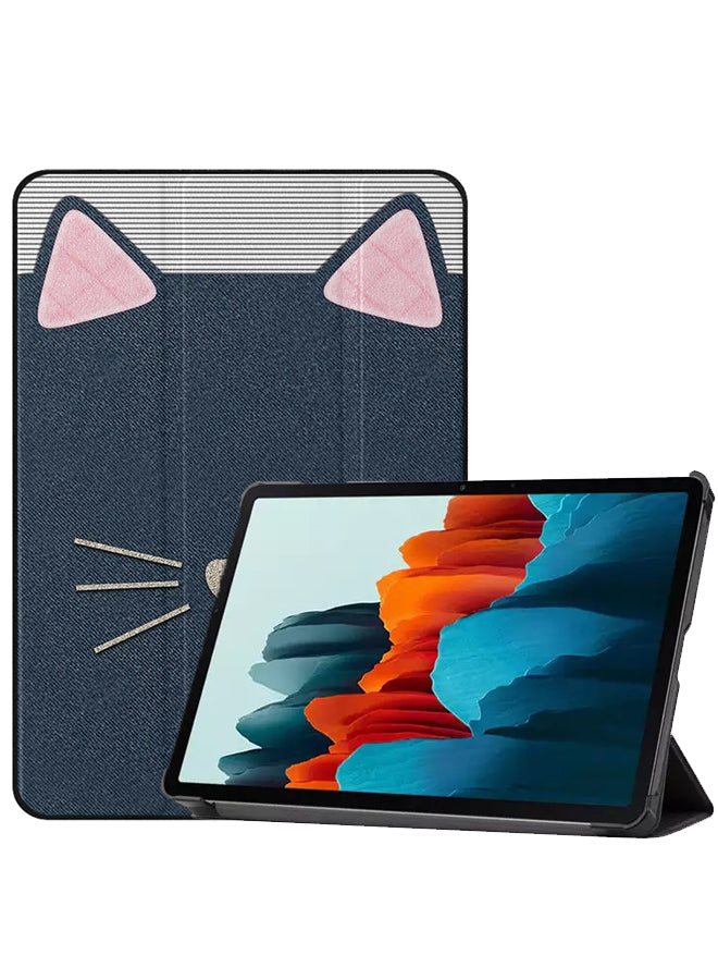 Samsung Galaxy Tab S8 Case Cover Cat Leather Pattern