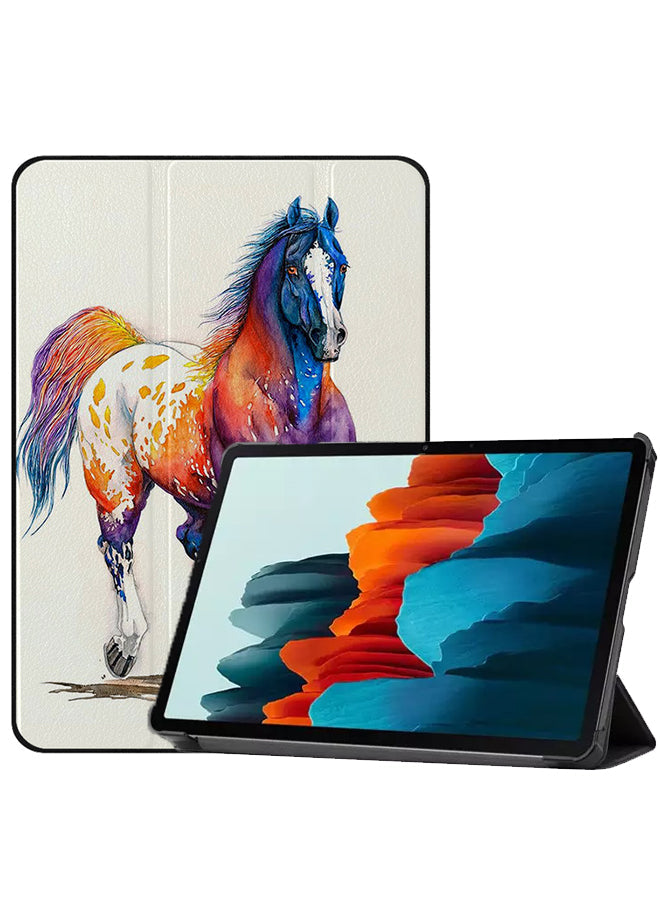 Samsung Galaxy Tab S8 Case Cover Colored Horse Paint Art