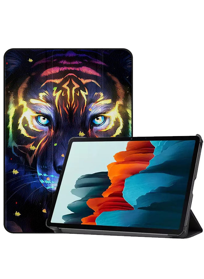 Samsung Galaxy Tab S8 Case Cover Colored Lighting Tiger