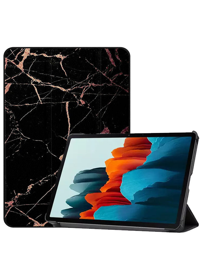 Samsung Galaxy Tab S8 Case Cover Cracks On Black Marble