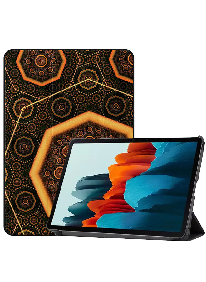 Samsung Galaxy Tab S8 Case Cover Dark Brown Mandala Pattern