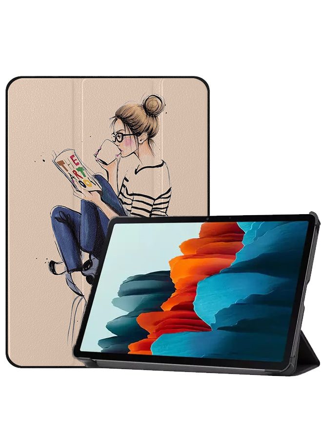 Samsung Galaxy Tab S8 Case Cover Drinking Coffee While Reading The Art