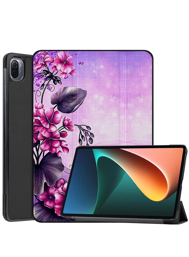 Xiaomi Pad 5 Pro Case Cover Pink Grey Flower
