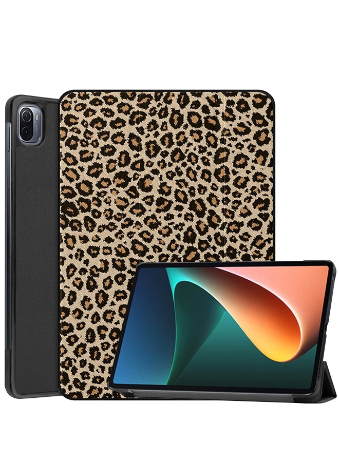 Xiaomi Pad 5 Pro Case Cover Brown Leopard Pattern