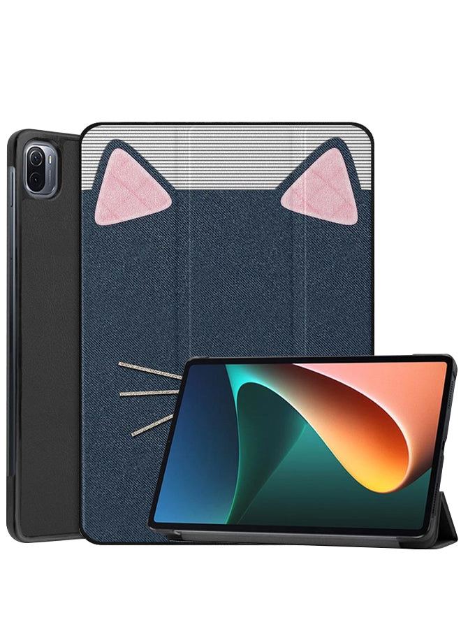 Xiaomi Pad 5 Pro Case Cover Cat Leather Pattern