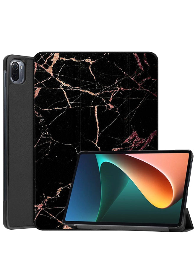Xiaomi Pad 5 Pro Case Cover Cracks On Black Marble