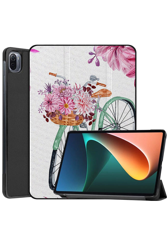 Xiaomi Pad 5 Pro Case Cover Cycle & Pink Flowers