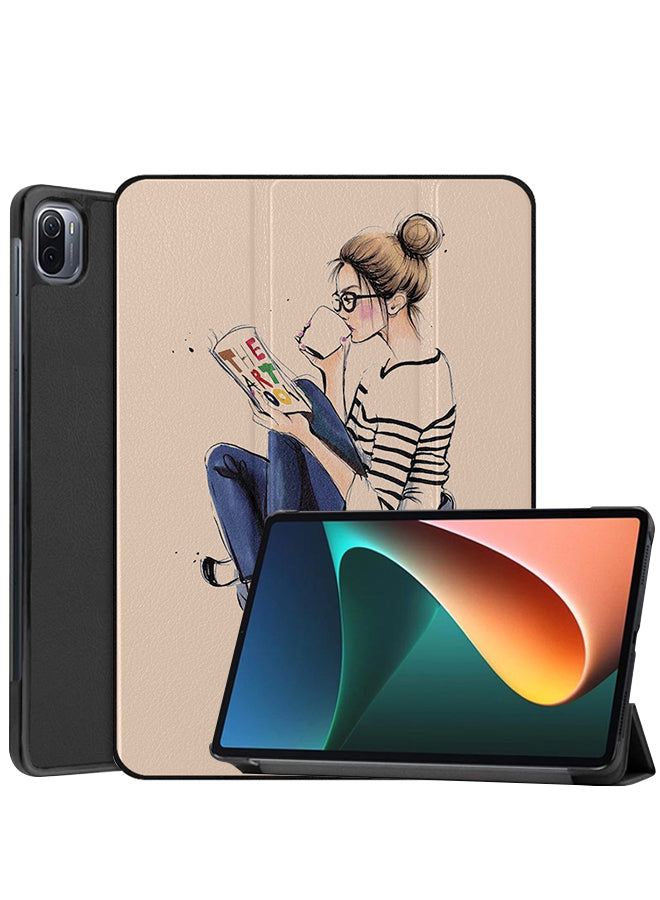 Xiaomi Pad 5 Pro Case Cover Drinking Coffee While Reading The Art